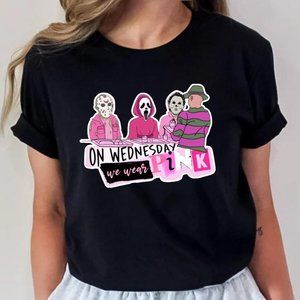 ON WEDNESDAY WE WEAR PINK HALLOWEEN GRAPHIC SHIRT MEAN GIRLS